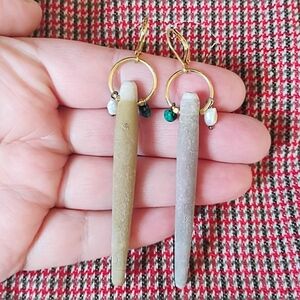 Sea Urchin Spine Statement Earrings with Turquoise+ Pearl